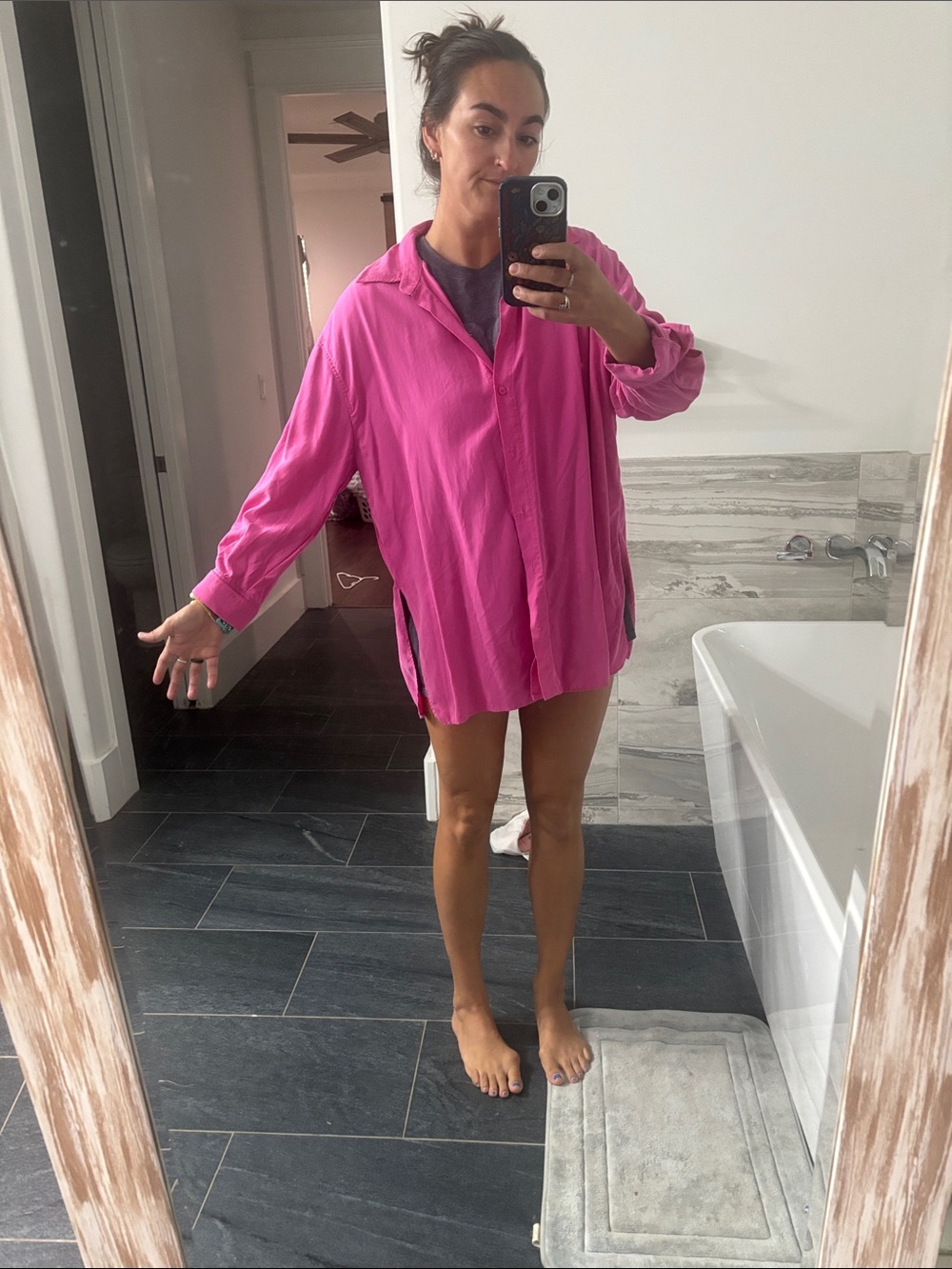 Zara Hot Pink Button-Down Blouse